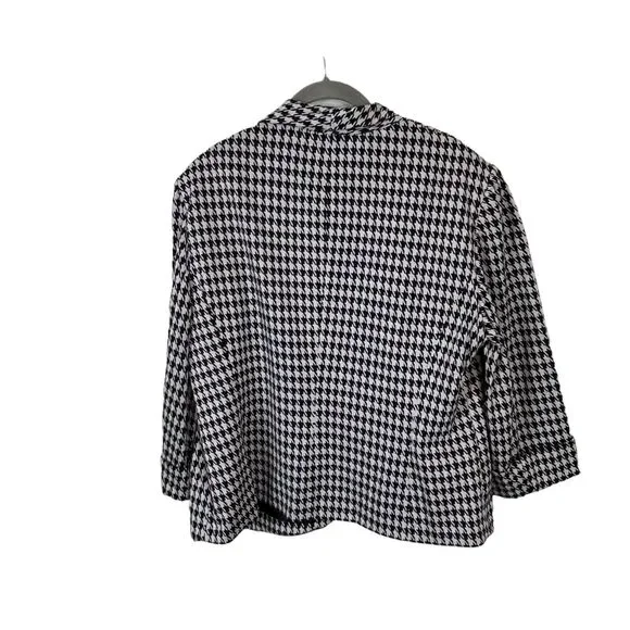 Kasper Swing Blazer Jacket Womens Black and White Houndstooth Retro Size 16